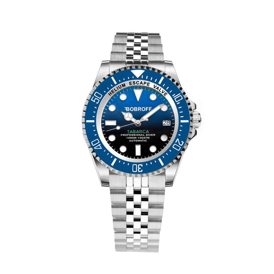 Bobroff Tabarca Men's Automatic Diver Watch – Silver Steel Bracelet