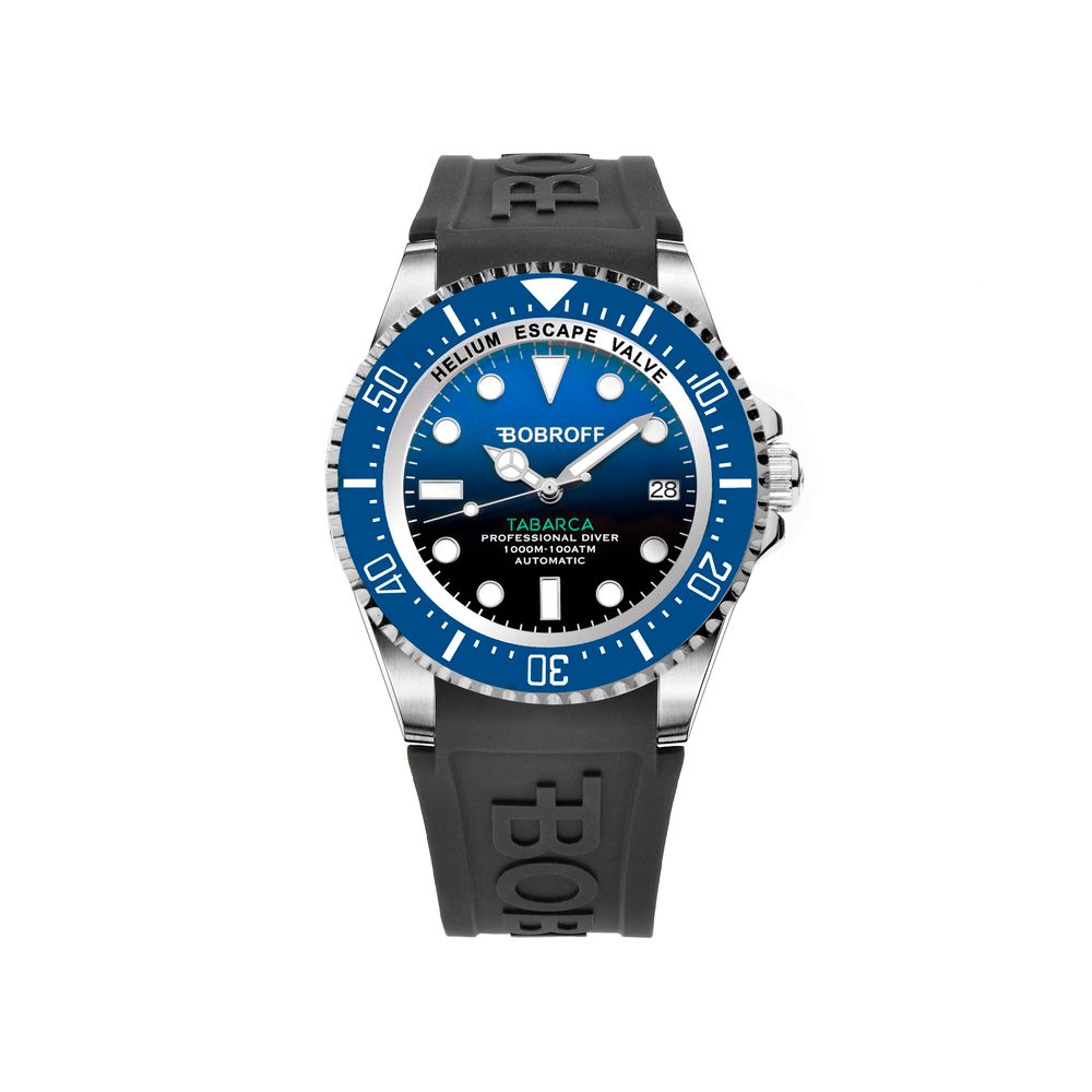 Bobroff Tabarca Men's Automatic Diver Watch – Black Rubber Strap
