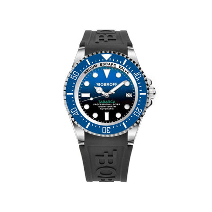 Bobroff Tabarca Men's Automatic Diver Watch – Black Rubber Strap