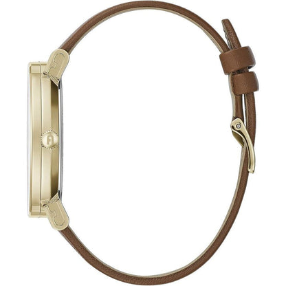 Furla Dress Women's Watch – Brown Leather Strap, Gold Case, 38mm