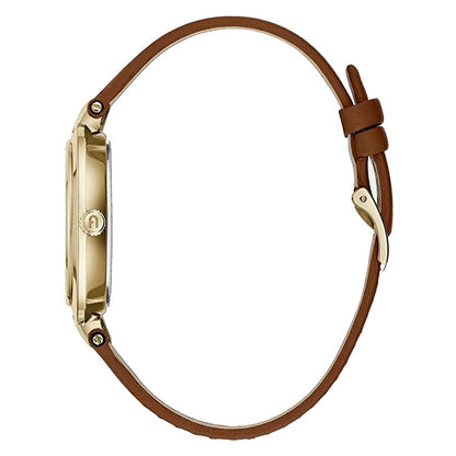 Furla Dress Women's Watch – Brown Leather Strap, Gold Case, 30mm (Classic)