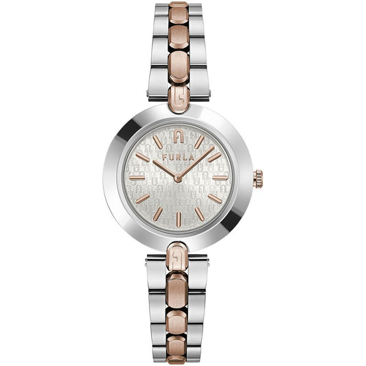 Furla Link Logo Women's Watch – All-Grey Steel Bracelet, 34mm