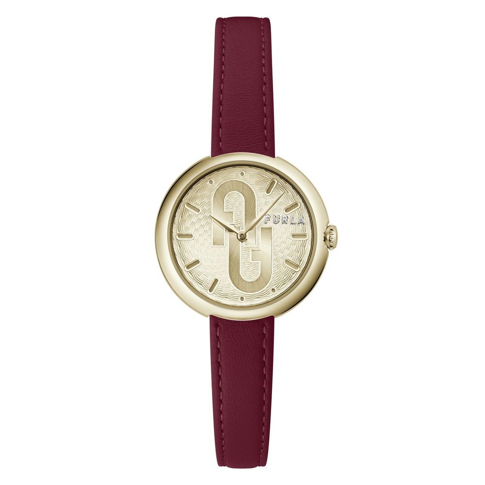 Furla Dress Women's Watch – Red Leather Strap, Gold-Tone Case, 32mm