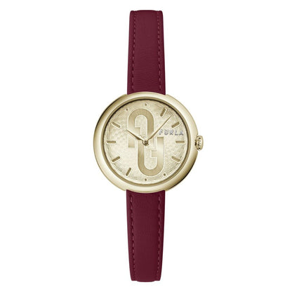 Furla Dress Women's Watch – Red Leather Strap, Gold-Tone Case, 32mm