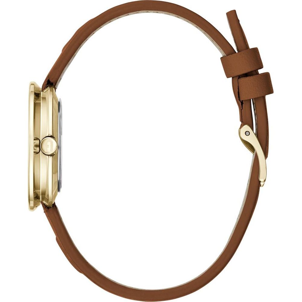 Furla Dress Women's Watch – Brown Leather Strap, Gold Dial, 30mm