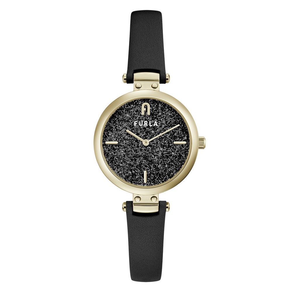 Furla Dress Women's Watch – Black Leather Strap, Gold-Tone Case