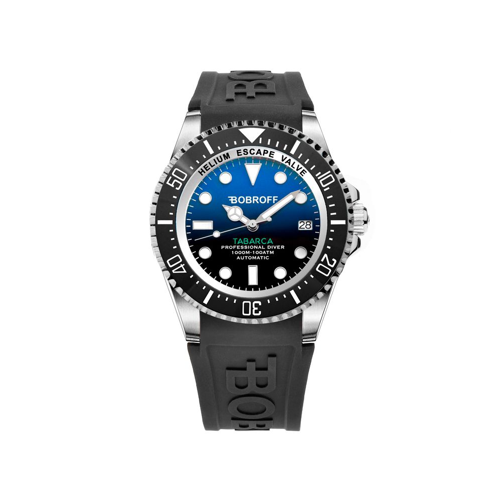 Bobroff Tabarca Men's Automatic Diver Watch – Black Rubber Strap
