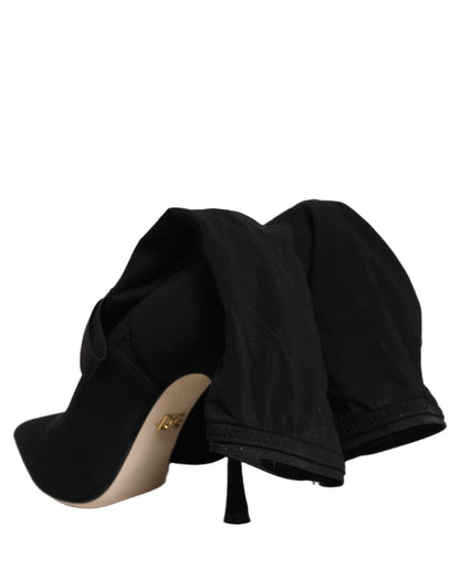 Dolce & Gabbana Black Stiletto Heels Mid Calf Boots