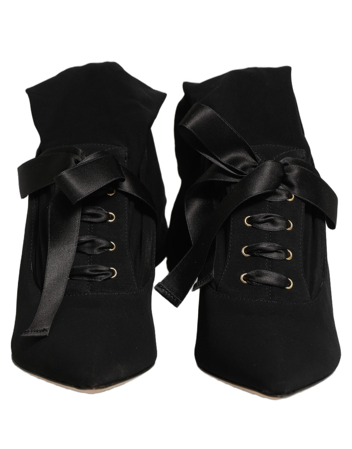 Dolce & Gabbana Black Stiletto Heels Mid Calf Boots
