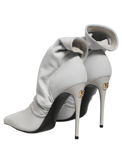 Dolce & Gabbana Gray Stretch Socks Heels Ankle Boots