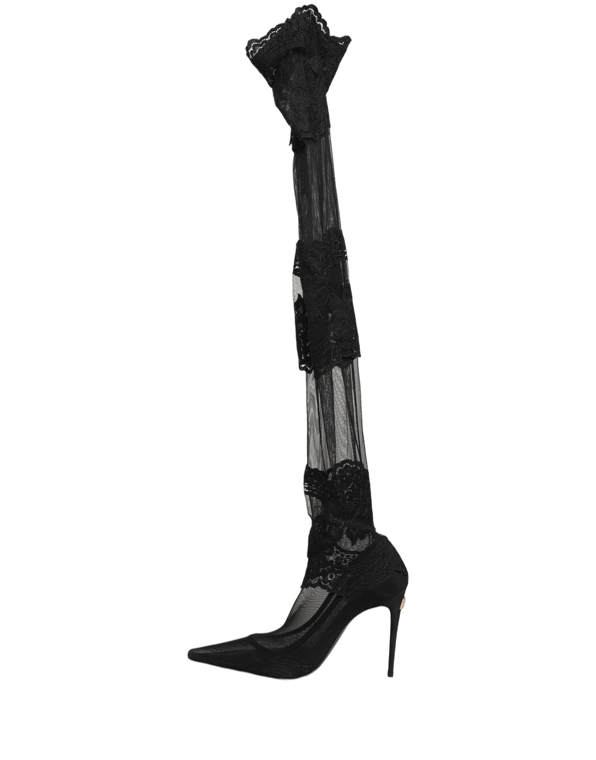 Dolce & Gabbana Black Over The Knee Sock Pumps