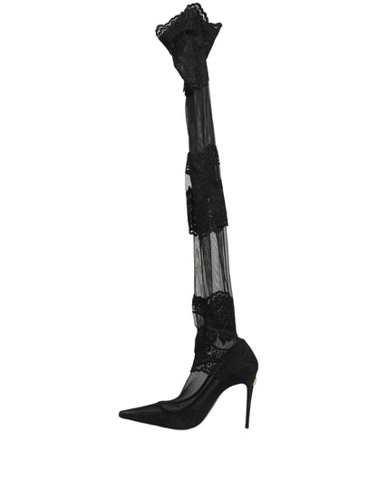 Dolce & Gabbana Black Over The Knee Sock Pumps