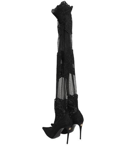 Dolce & Gabbana Black Over The Knee Sock Pumps