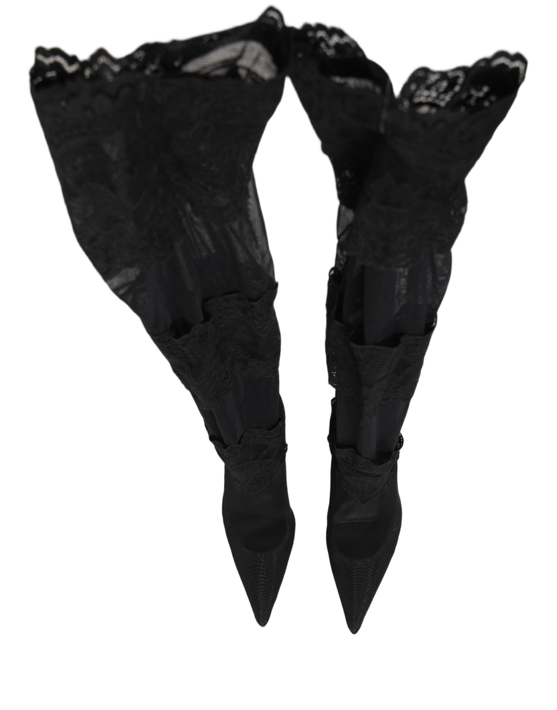 Dolce & Gabbana Black Over The Knee Sock Pumps