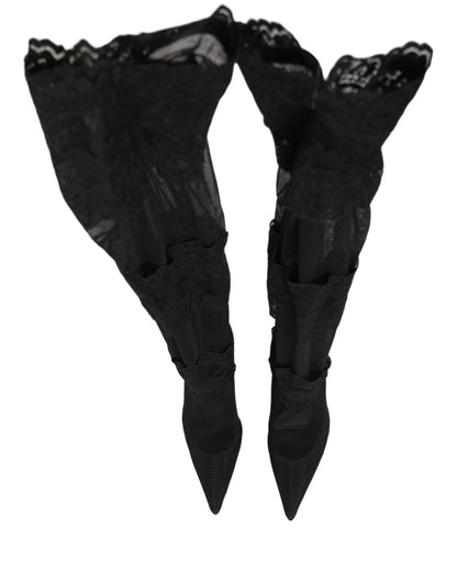 Dolce & Gabbana Black Over The Knee Sock Pumps