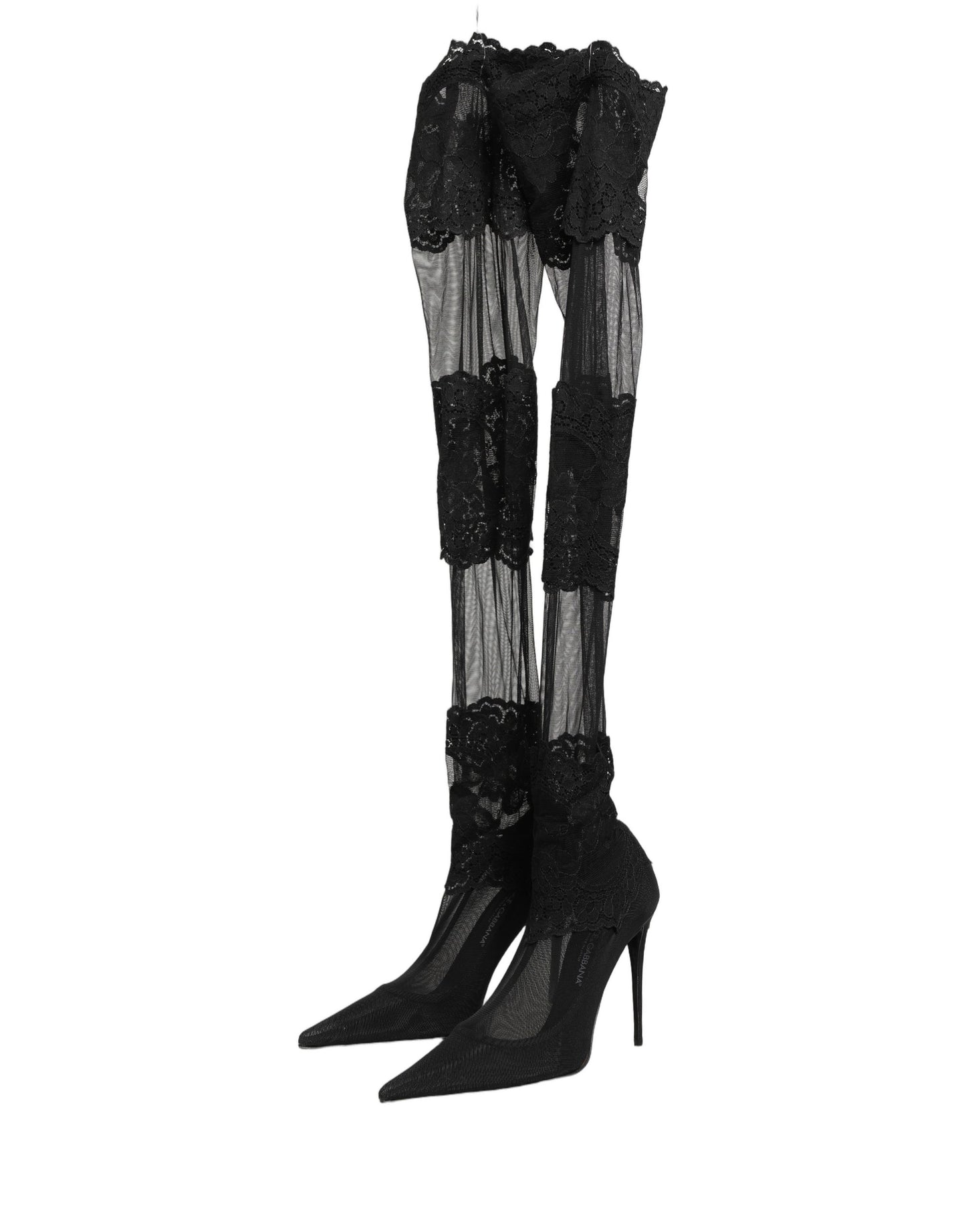 Dolce & Gabbana Black Over The Knee Sock Pumps
