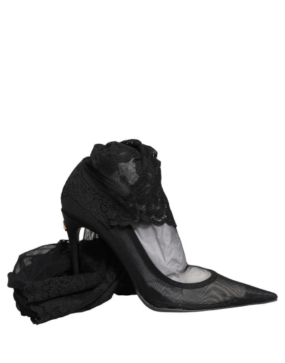 Dolce & Gabbana Black Over The Knee Sock Pumps