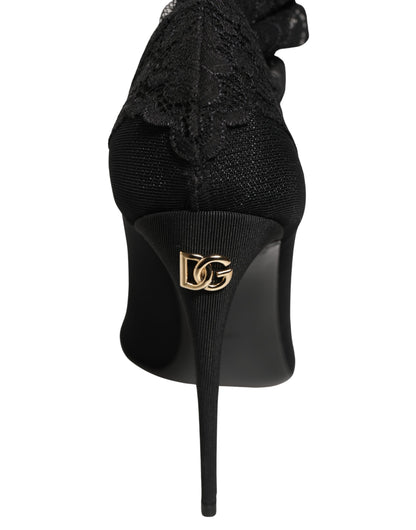Dolce & Gabbana Black Over The Knee Sock Pumps