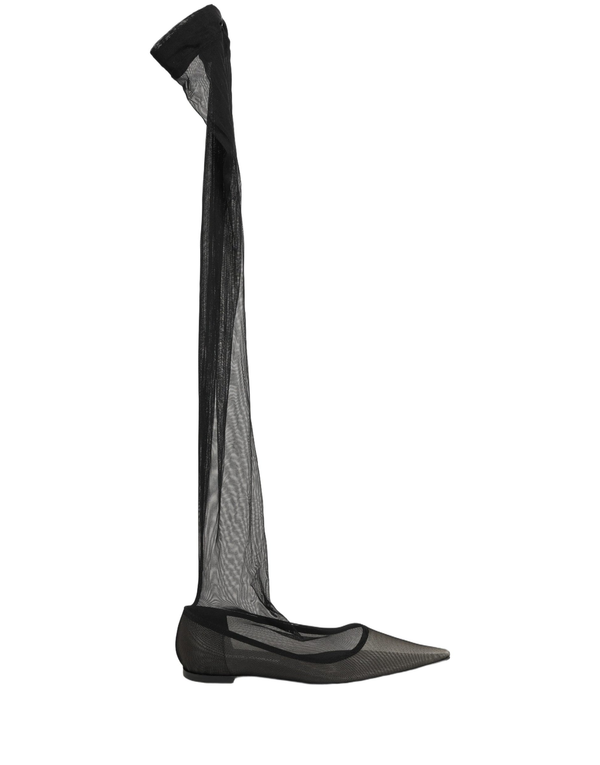 Dolce & Gabbana Black Over The Knee Tulle Flats Boots