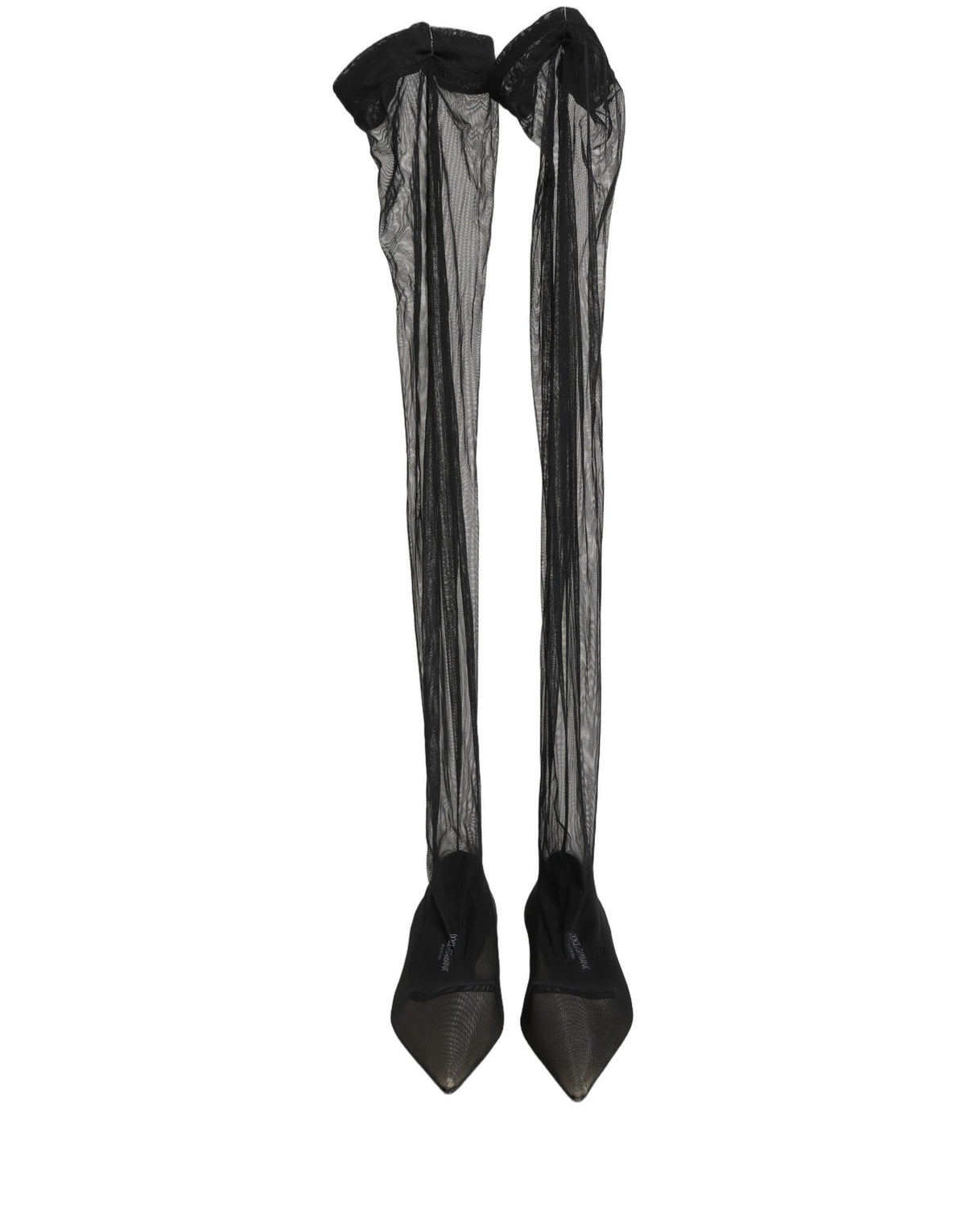 Dolce & Gabbana Black Over The Knee Tulle Flats Boots
