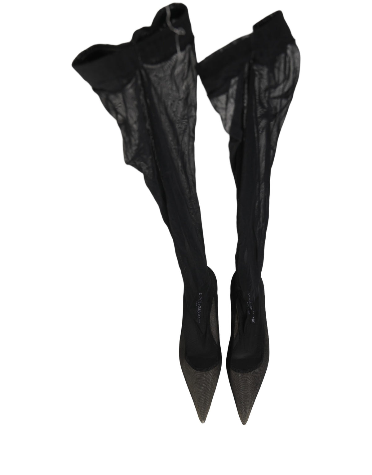 Dolce & Gabbana Black Over The Knee Tulle Flats Boots