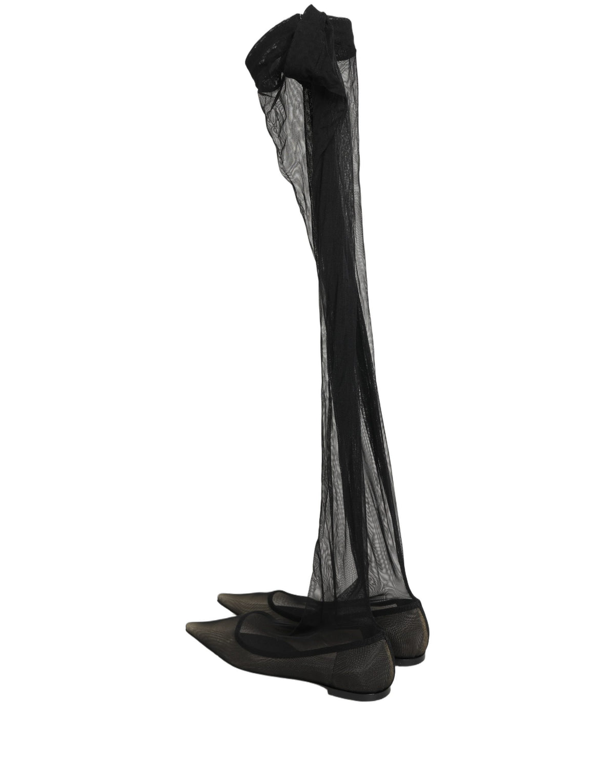 Dolce & Gabbana Black Over The Knee Tulle Flats Boots