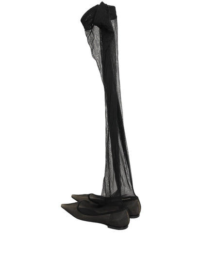 Dolce & Gabbana Black Over The Knee Tulle Flats Boots