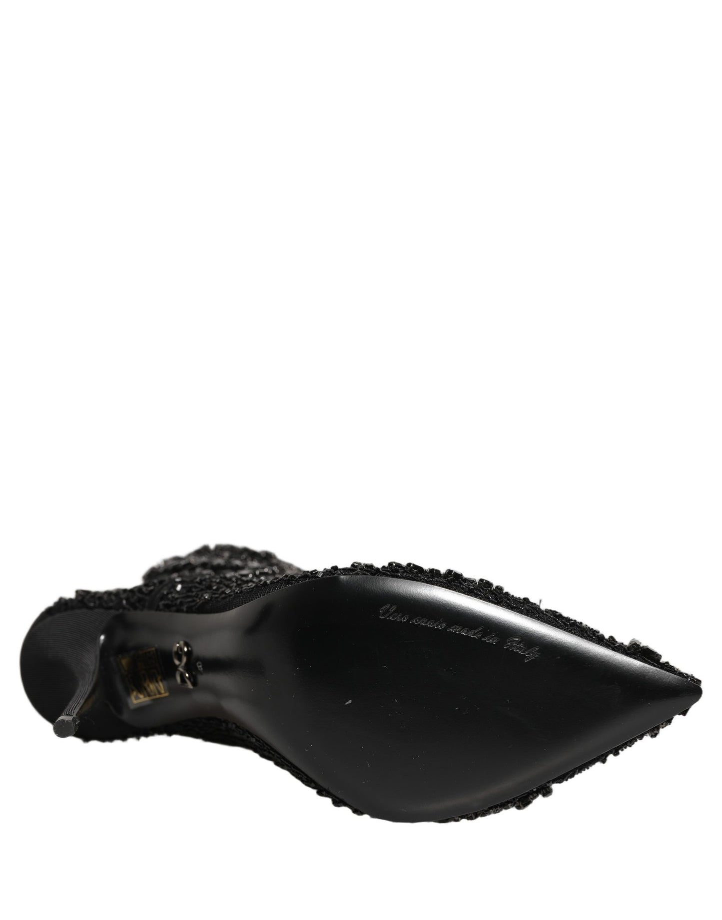 Dolce & Gabbana Black Embellished Mesh Ankle Boots