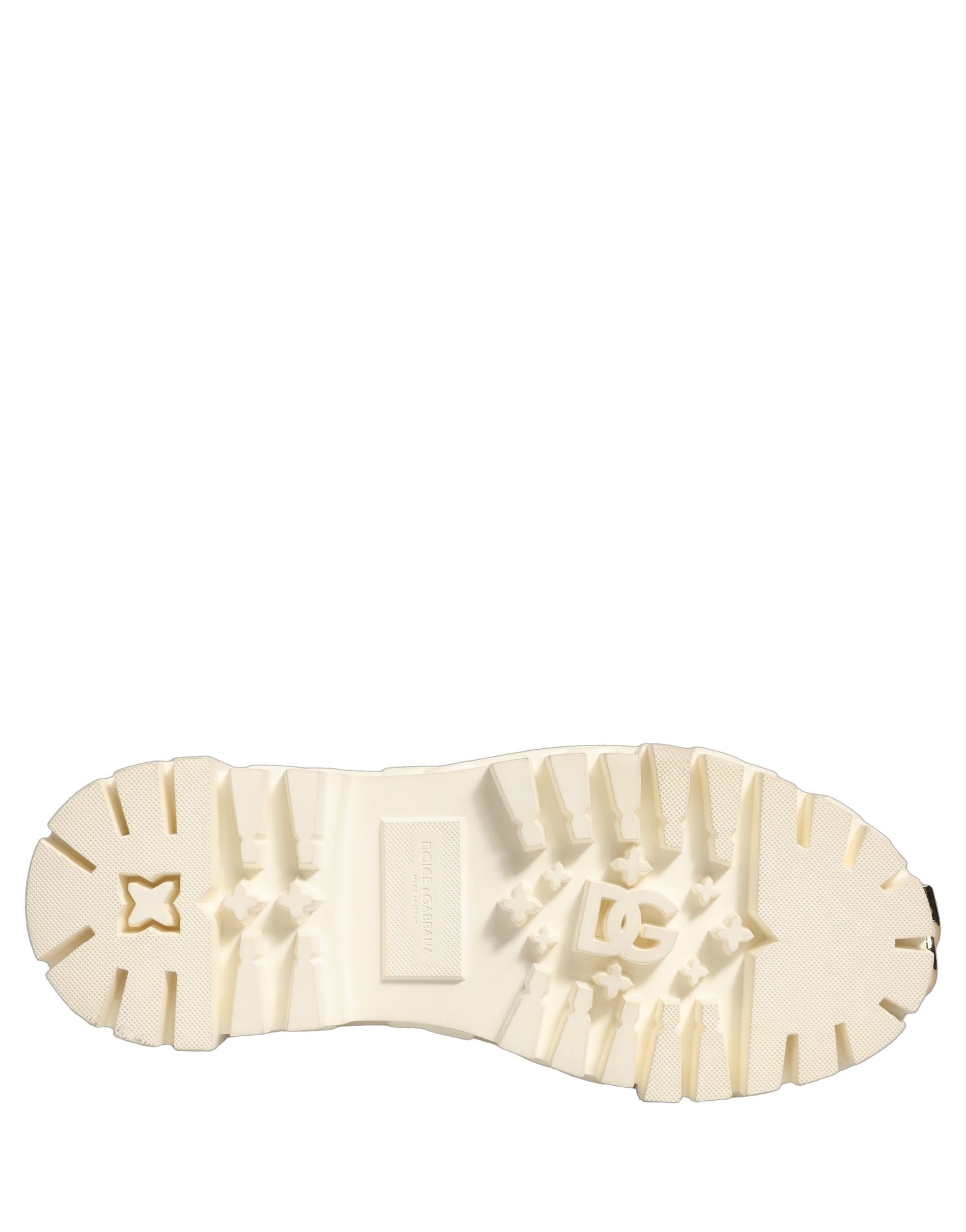 Dolce & Gabbana White Leather Rubber Logo Ankle Boots