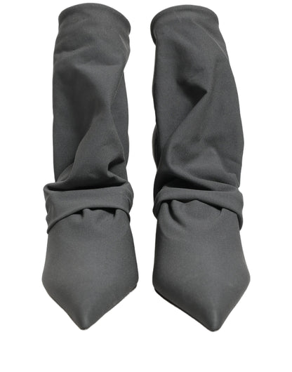 Dolce & Gabbana Gray Stretch Socks Heels Ankle Boots