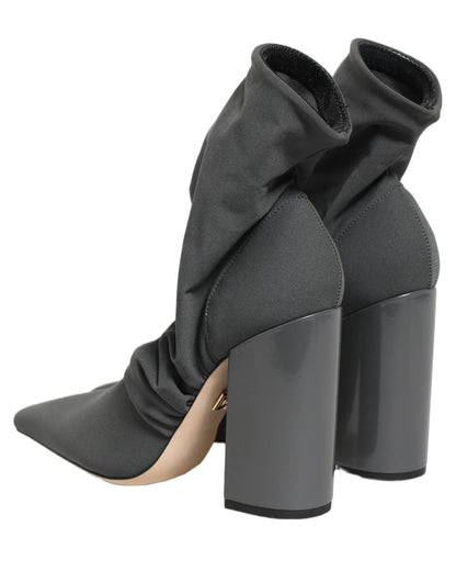 Dolce & Gabbana Gray Stretch Socks Heels Ankle Boots