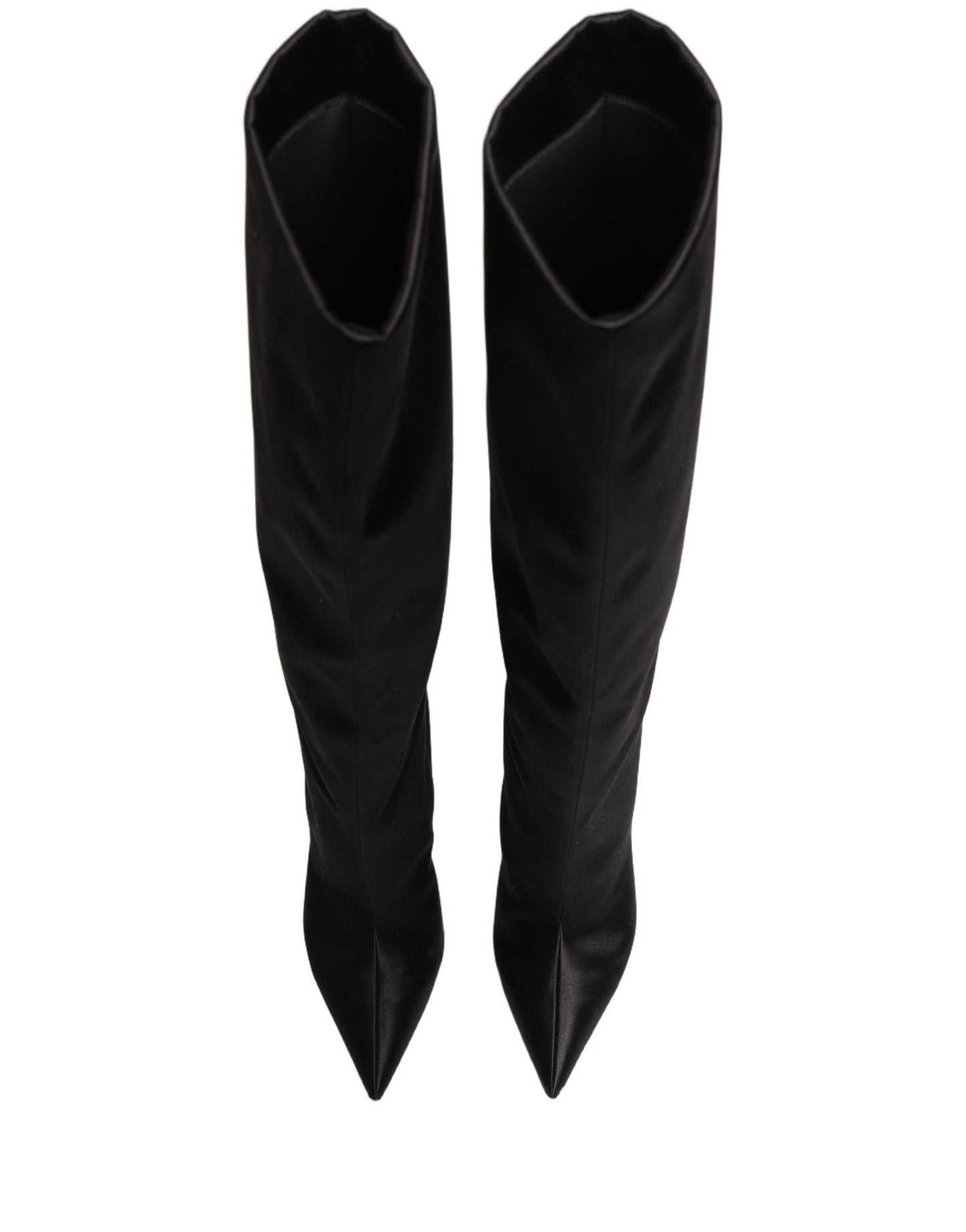Dolce & Gabbana Black Satin Knee High Stiletto Boots