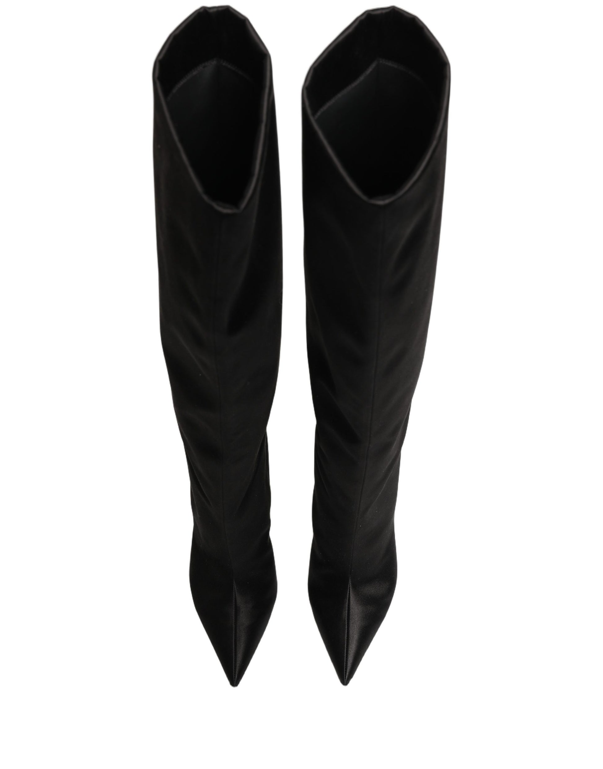 Dolce & Gabbana Black Satin Knee High Stiletto Boots