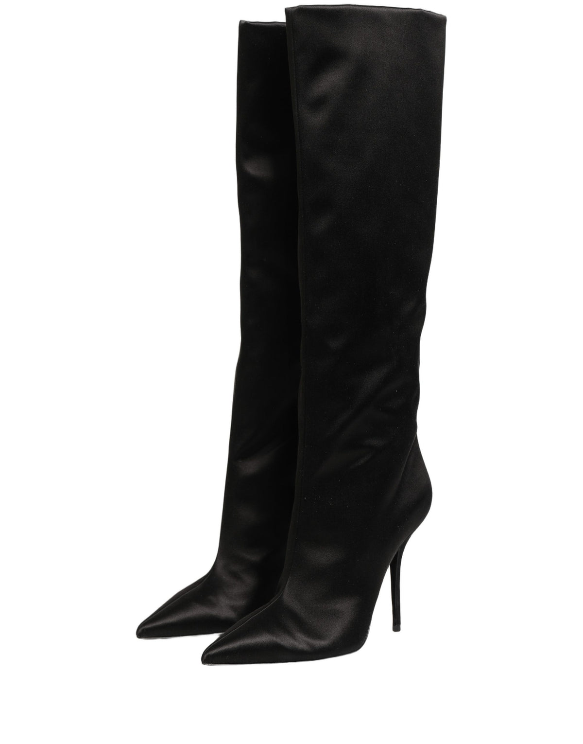 Dolce & Gabbana Black Satin Knee High Stiletto Boots