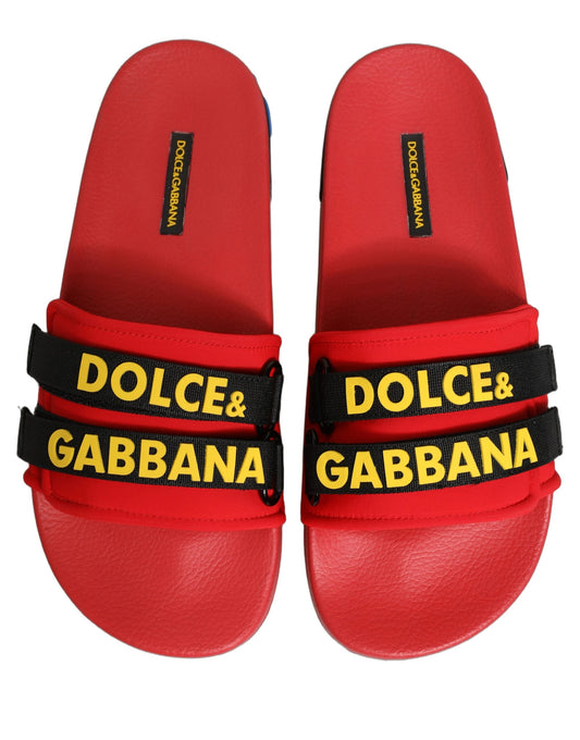 Dolce & Gabbana Red Logo Strap Pool Slide Sandals