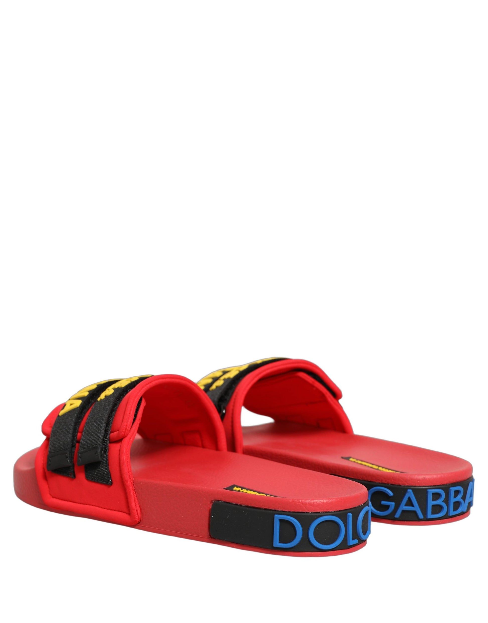 Dolce & Gabbana Red Logo Strap Pool Slide Sandals