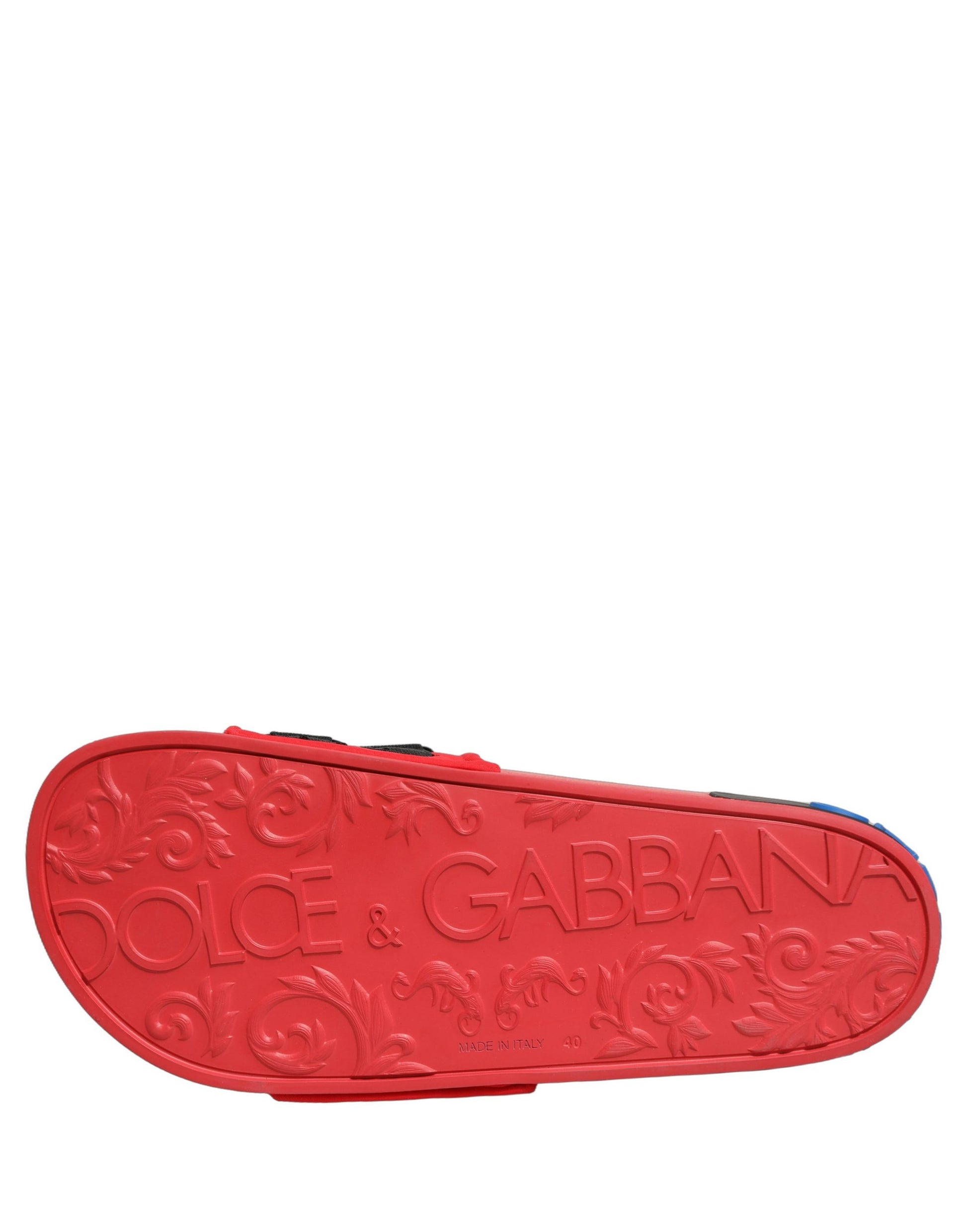Dolce & Gabbana Red Logo Strap Pool Slide Sandals