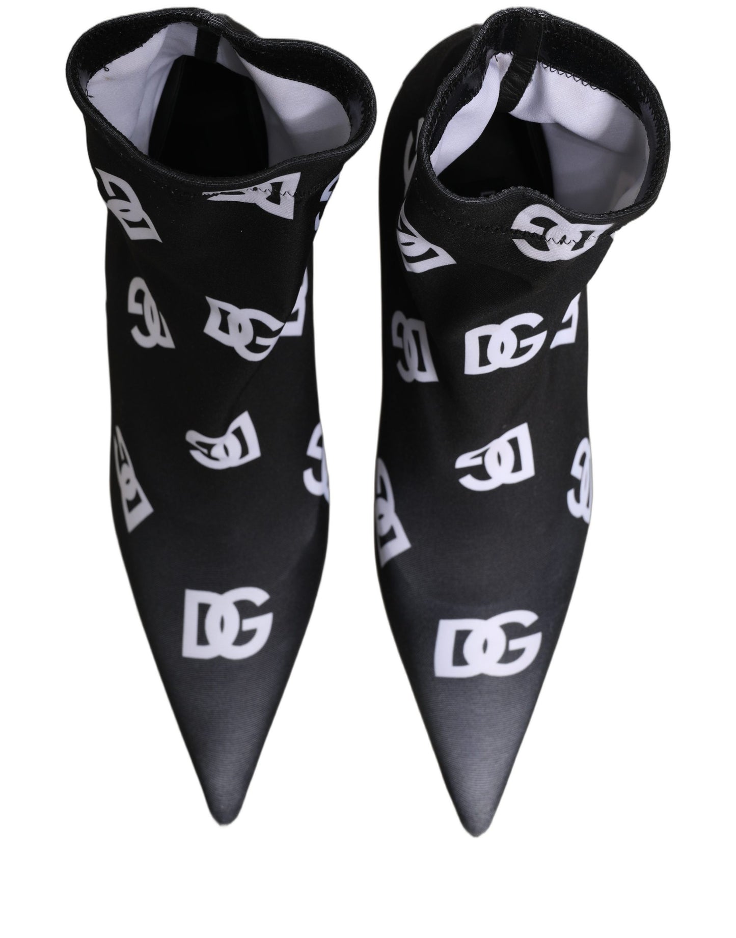 Dolce & Gabbana Black Logo Stretch Heels Ankle Boots