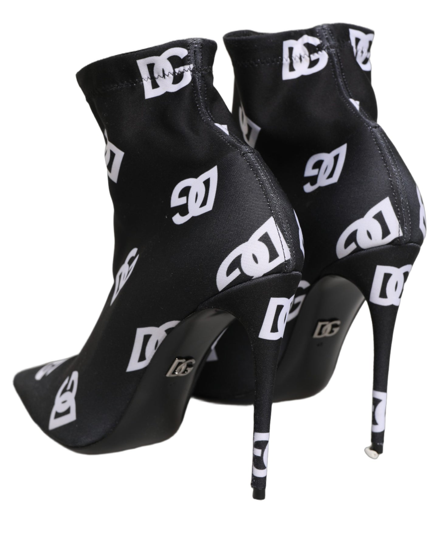 Dolce & Gabbana Black Logo Stretch Heels Ankle Boots