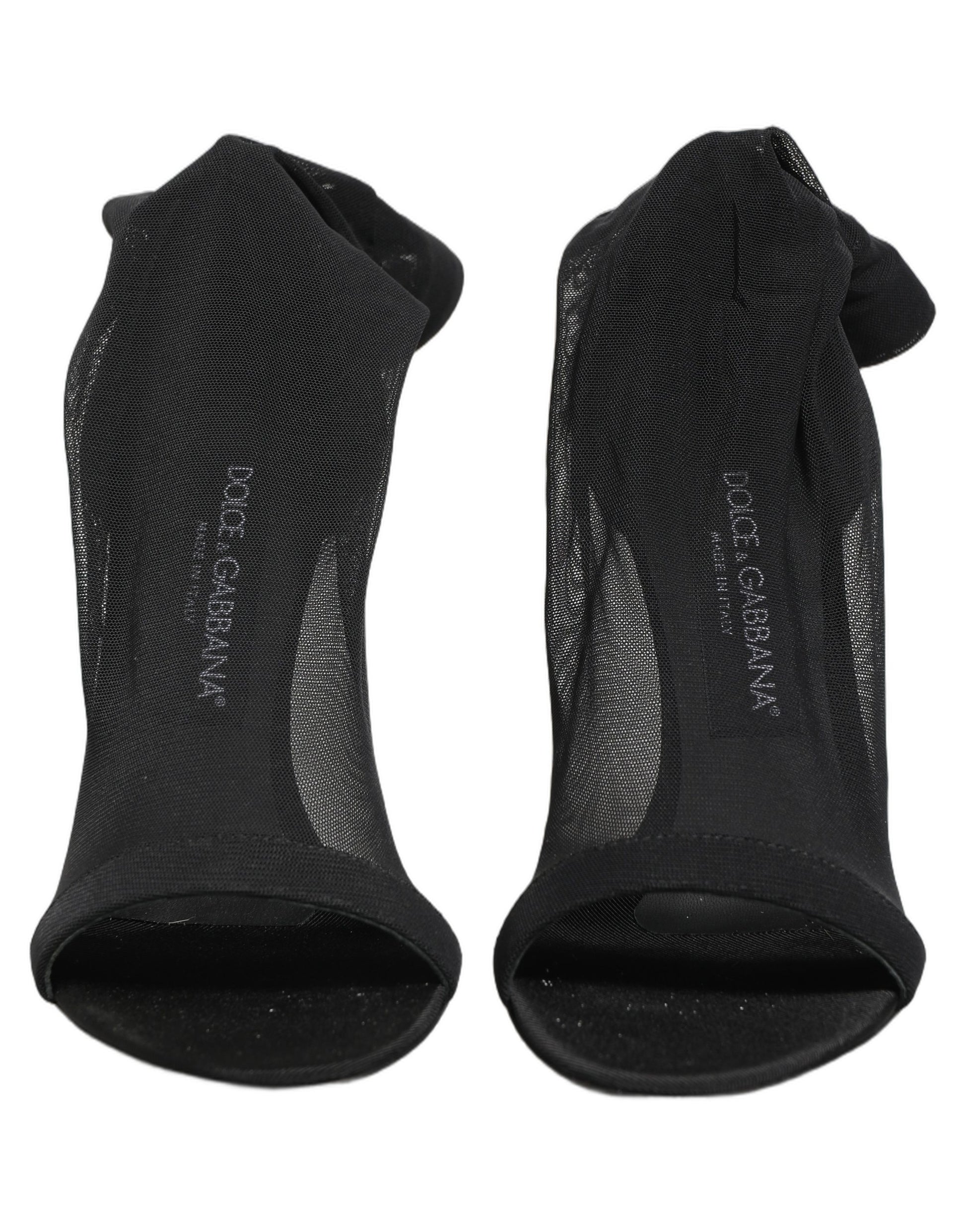 Dolce & Gabbana Black Nylon Mesh Sock Style Boots