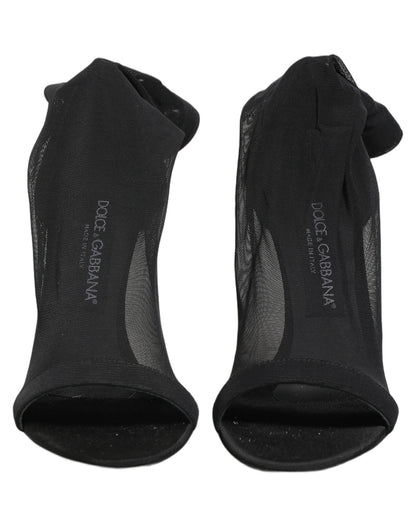 Dolce & Gabbana Black Nylon Mesh Sock Style Boots