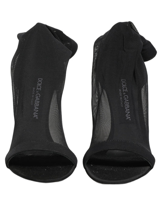 Dolce & Gabbana Black Nylon Mesh Sock Style Boots