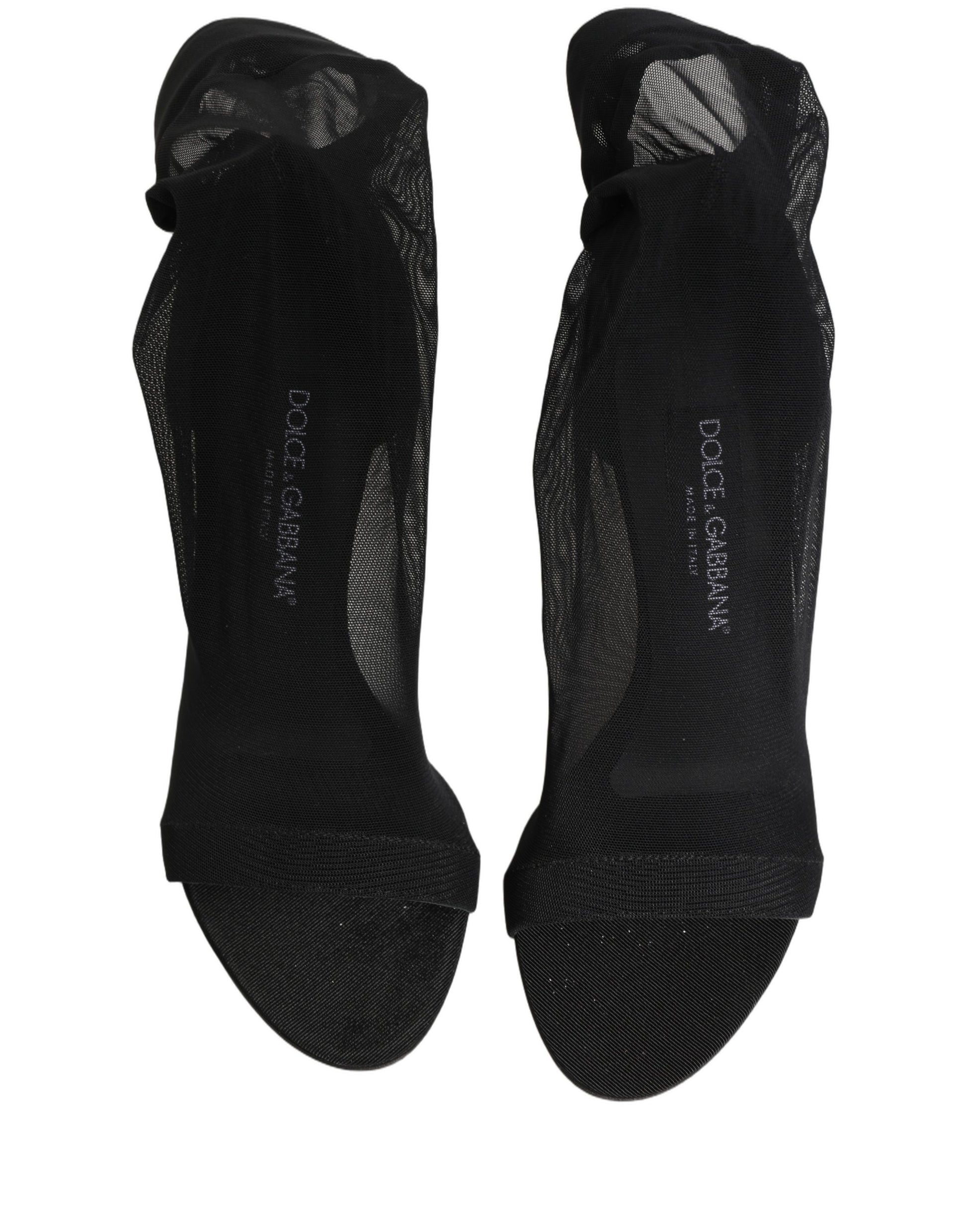 Dolce & Gabbana Black Nylon Mesh Sock Style Boots