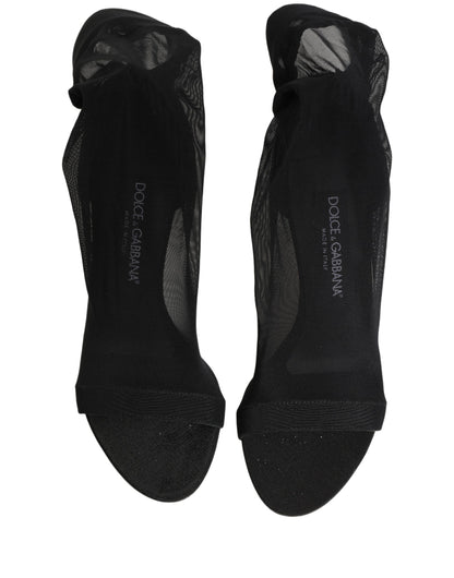 Dolce & Gabbana Black Nylon Mesh Sock Style Boots