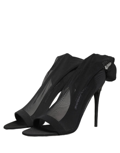 Dolce & Gabbana Black Nylon Mesh Sock Style Boots