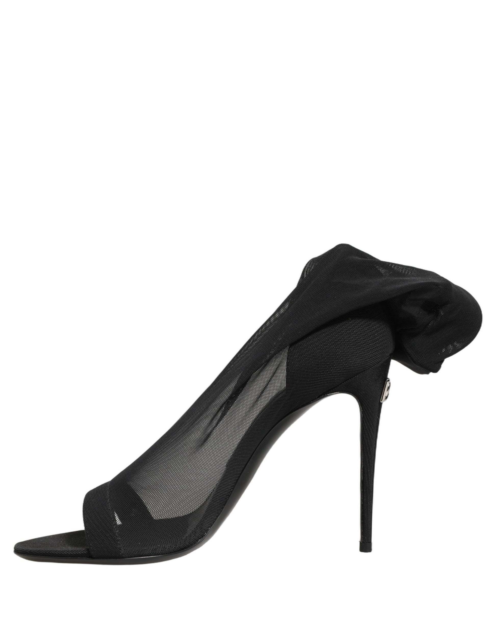 Dolce & Gabbana Black Nylon Mesh Sock Style Boots