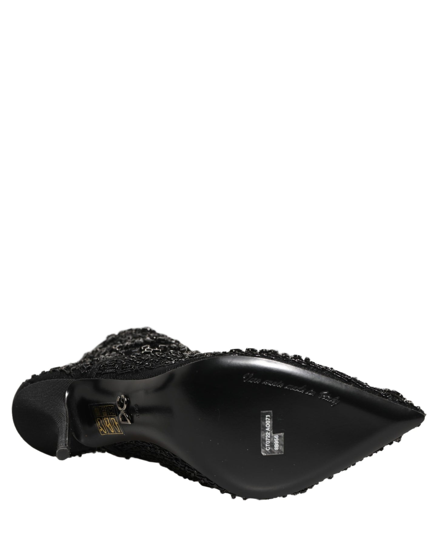 Dolce & Gabbana Black Embellished Mesh Ankle Boots