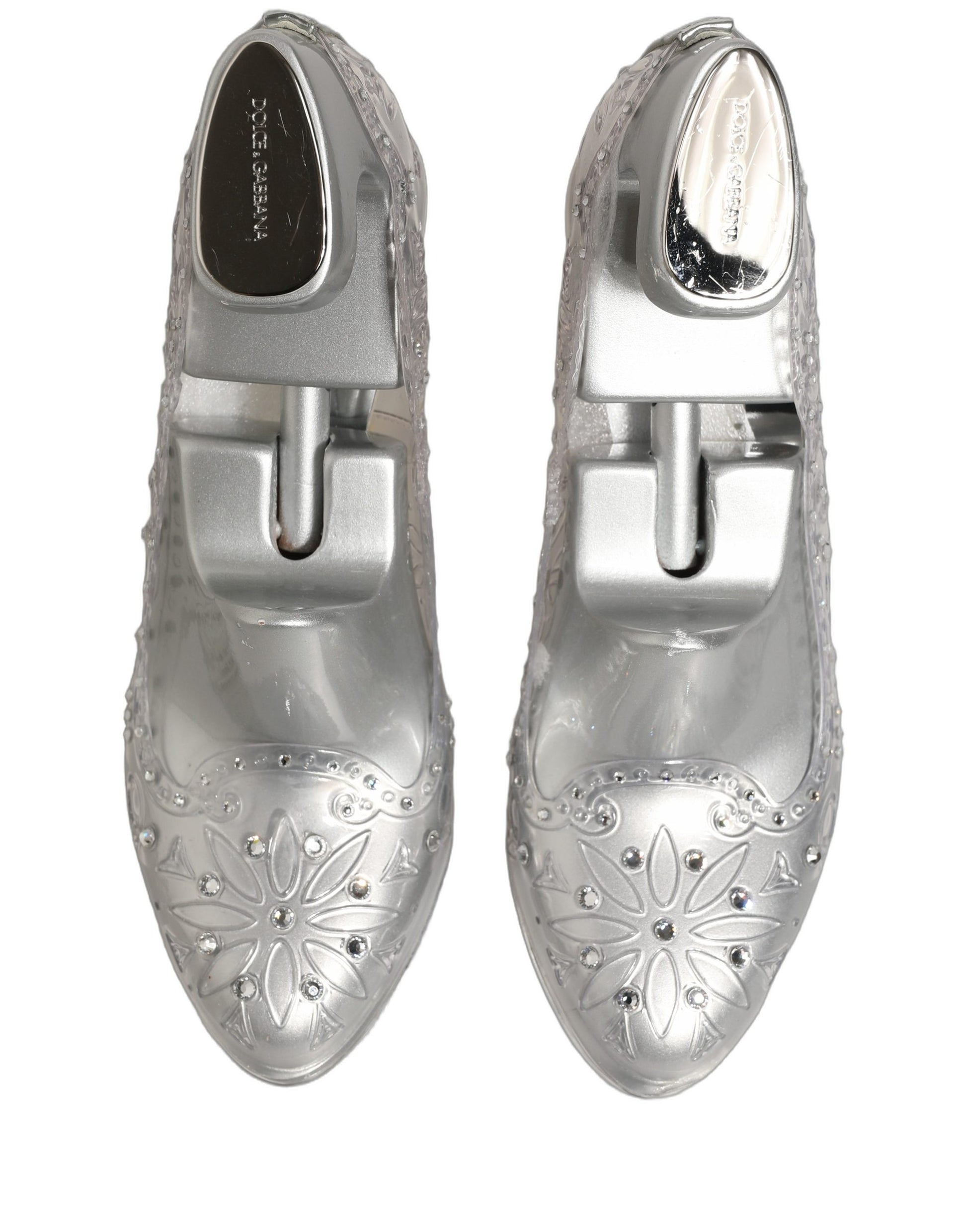 Dolce & Gabbana CINDERELLA Floral Crystal Heels Clear