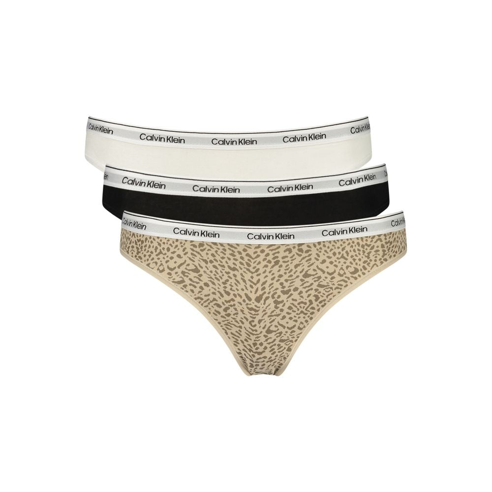 Calvin Klein 3 Pack White, Black Leopard Cotton Panties