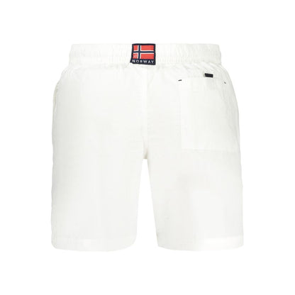 Norway 1963 White Swim Shorts with Drawstring Waist and Pockets